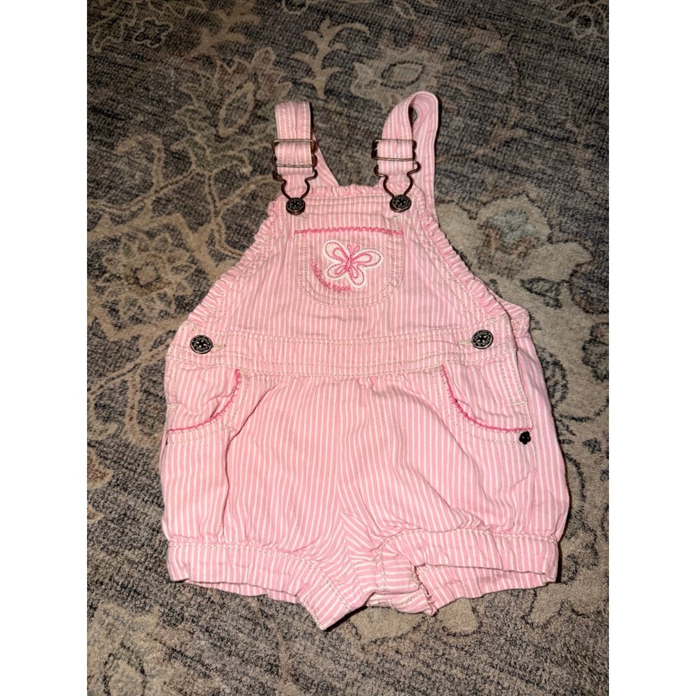 Vintage Oshkosh B'Gosh Pink Stripe Bubble Romper Butterfly Vestbak